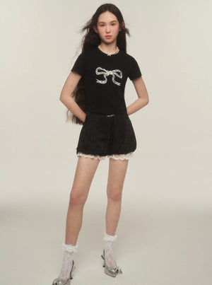 Butterfly Detail Lace Shorts Pants