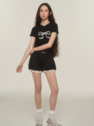 Butterfly Detail Lace Shorts Pants