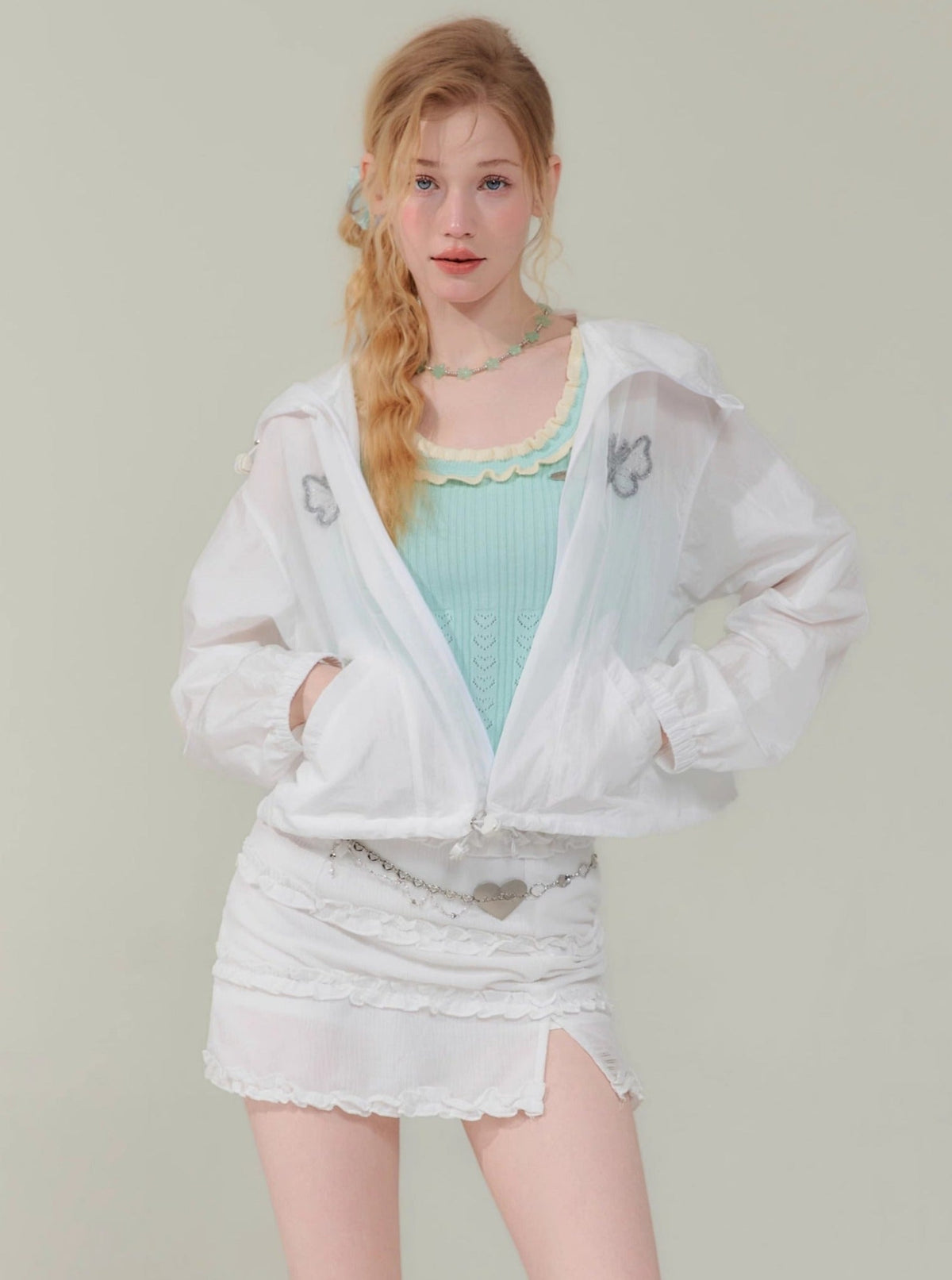 Butterfly Embroidery Hooded Jacket