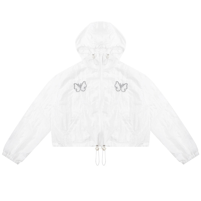 Butterfly Embroidery Hooded Jacket
