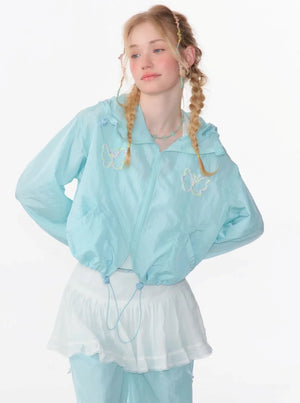 Butterfly Embroidery Hooded Jacket Set-Up