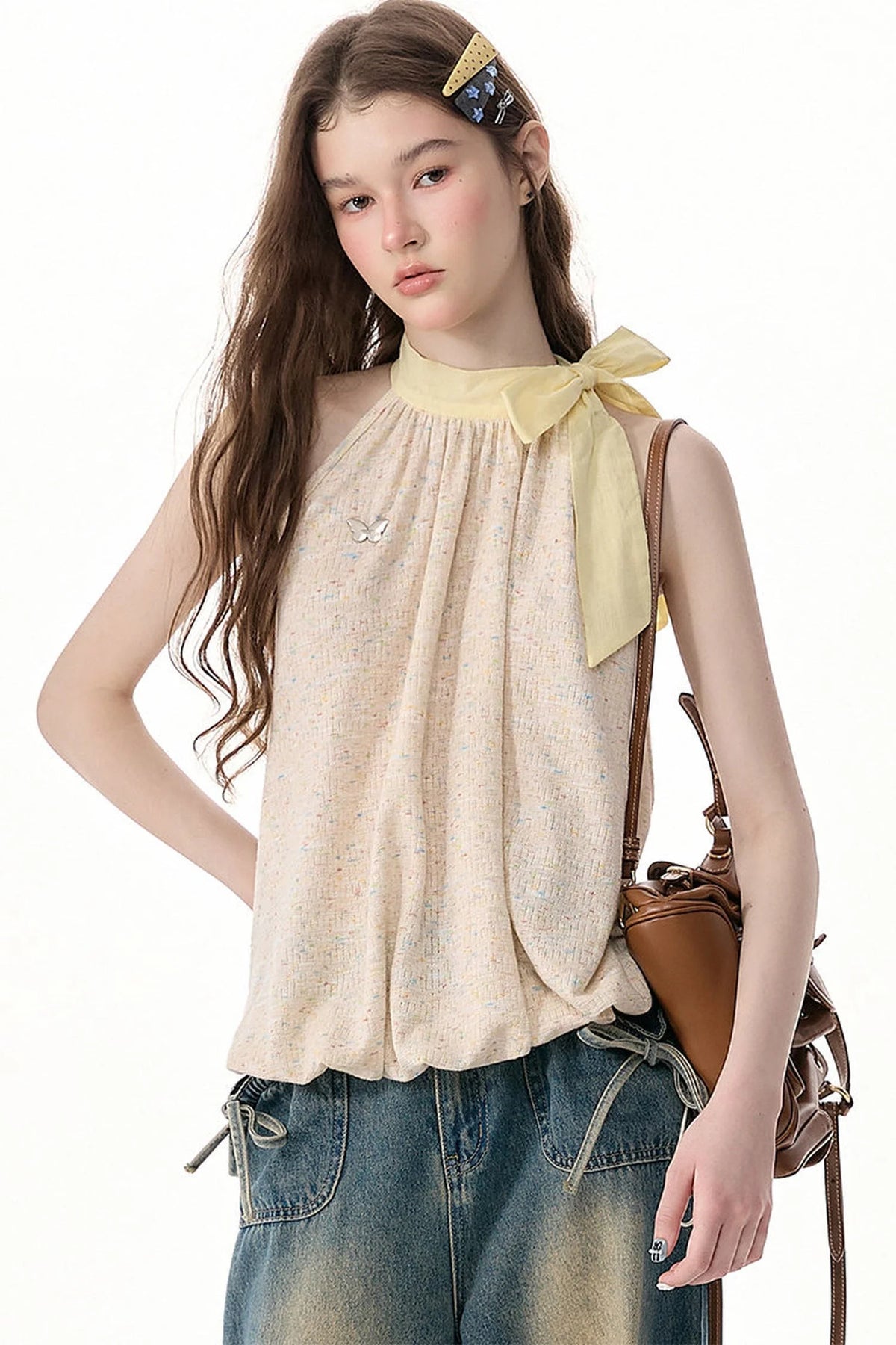 Butterfly Halter Neck Sleeveless Top