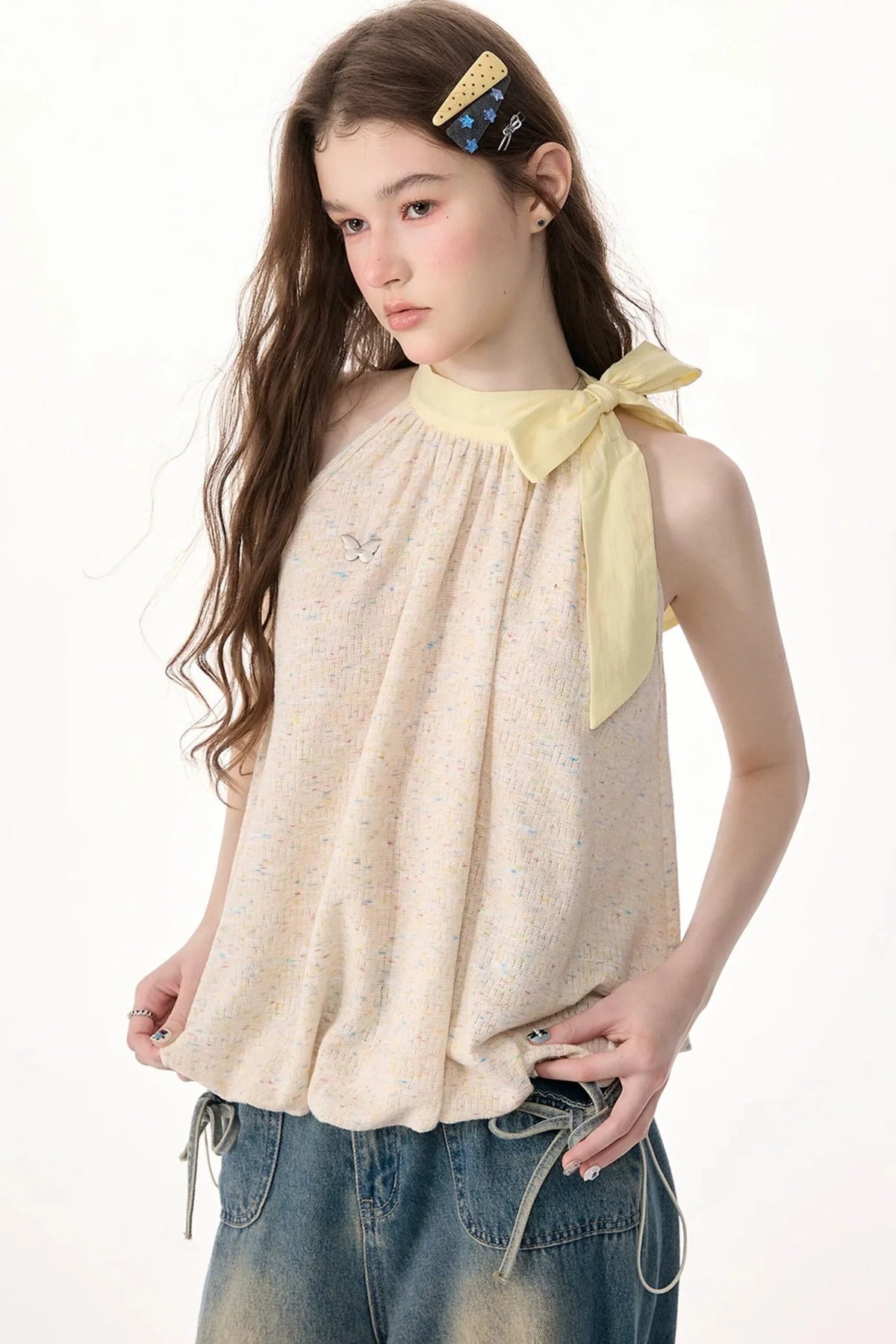 Butterfly Halter Neck Sleeveless Top