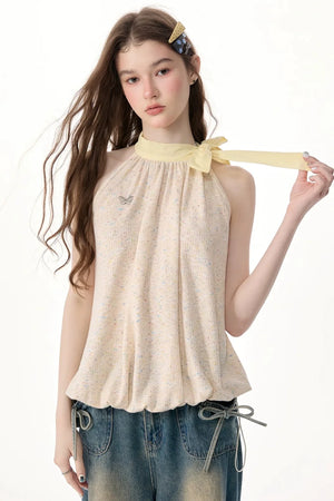 Butterfly Halter Neck Sleeveless Top