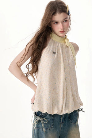 Butterfly Halter Neck Sleeveless Top