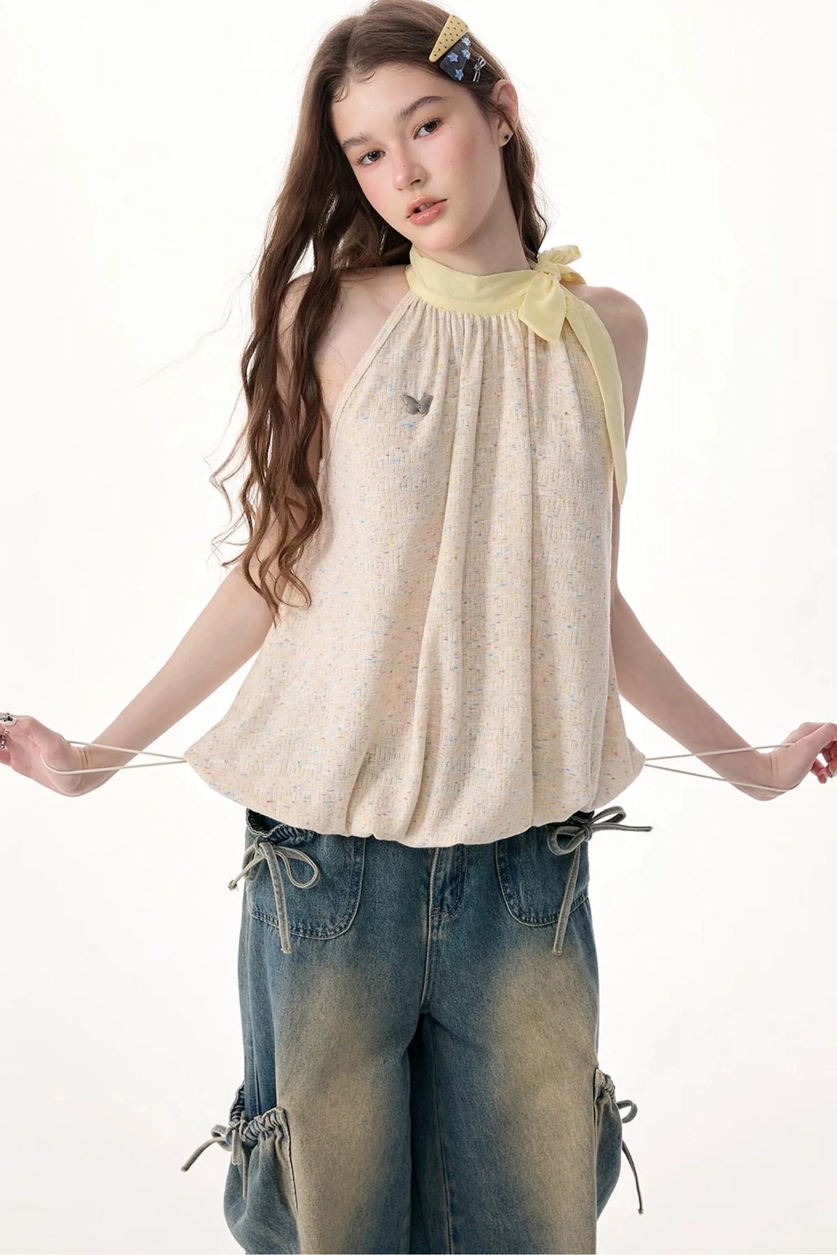 Butterfly Halter Neck Sleeveless Top
