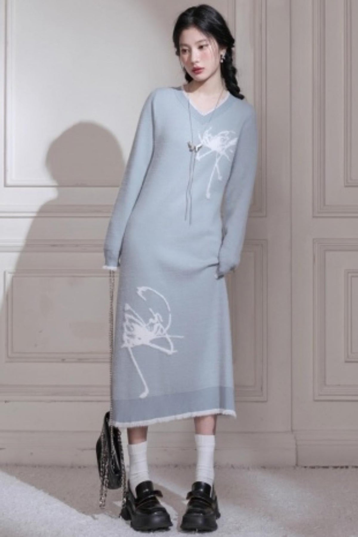 Butterfly Pattern Woolen Dress
