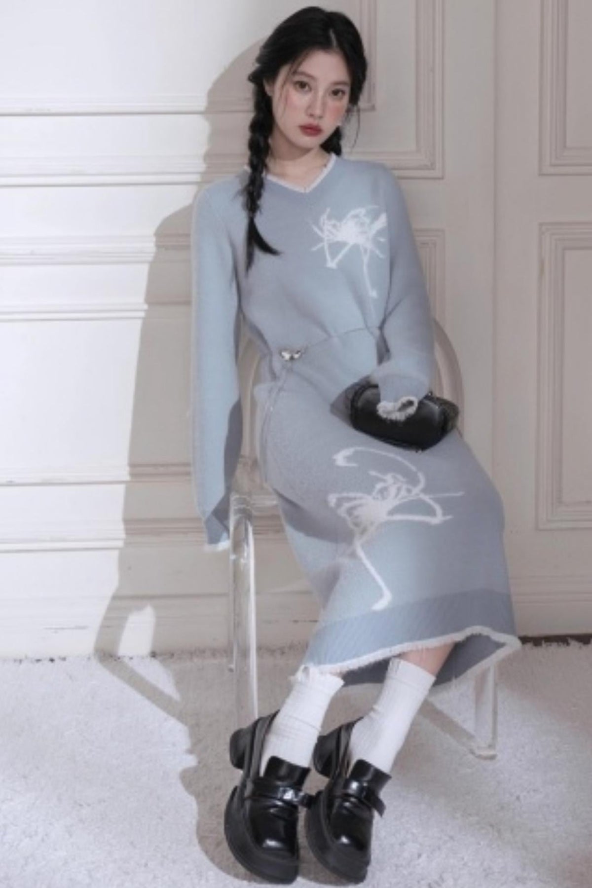 Butterfly Pattern Woolen Dress