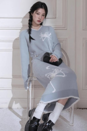 Butterfly Pattern Woolen Dress