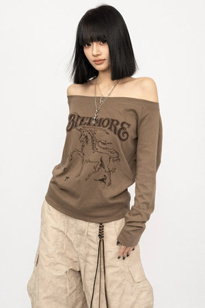 Butterfly Print Off-Shoulder Top