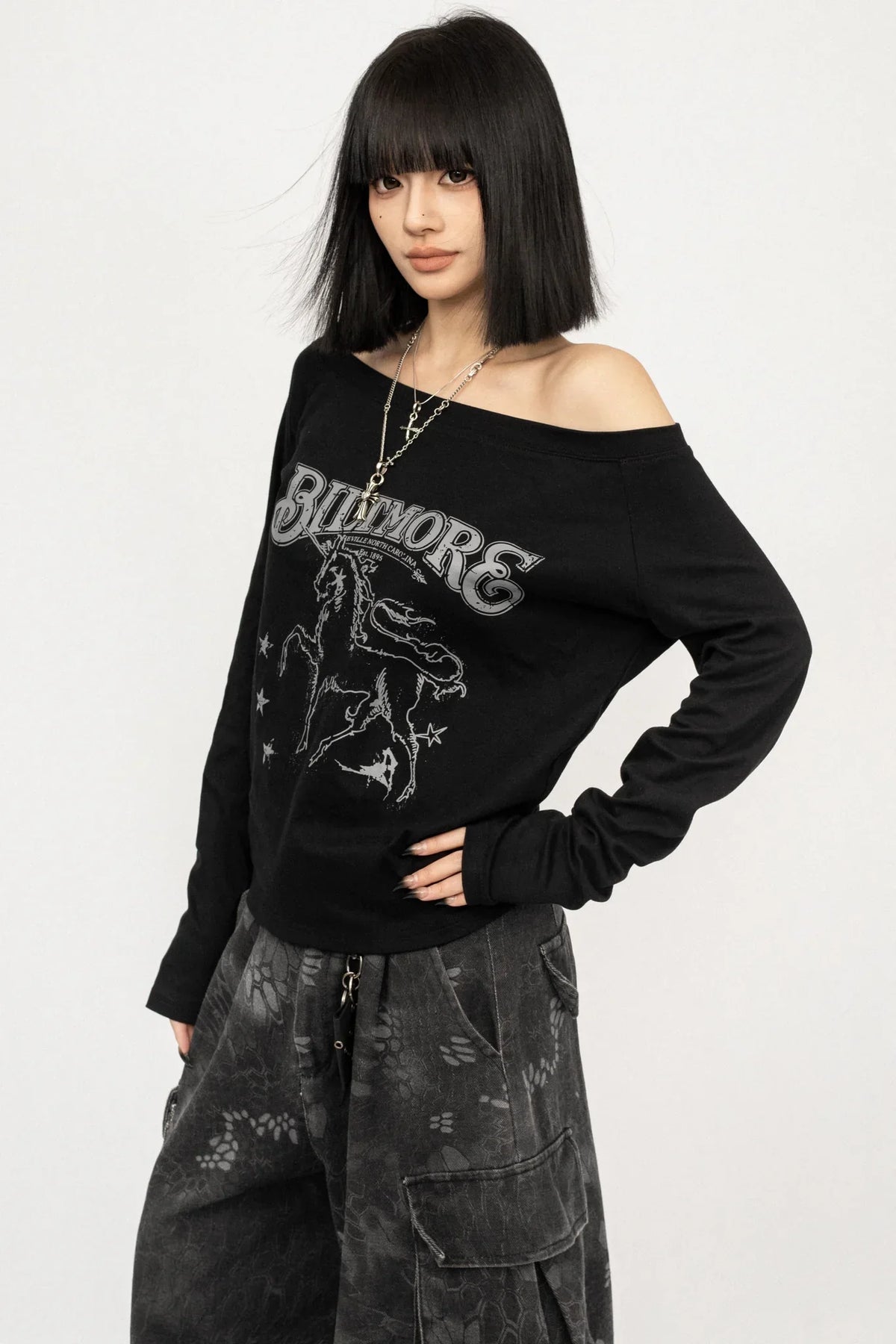 Butterfly Print Off-Shoulder Top