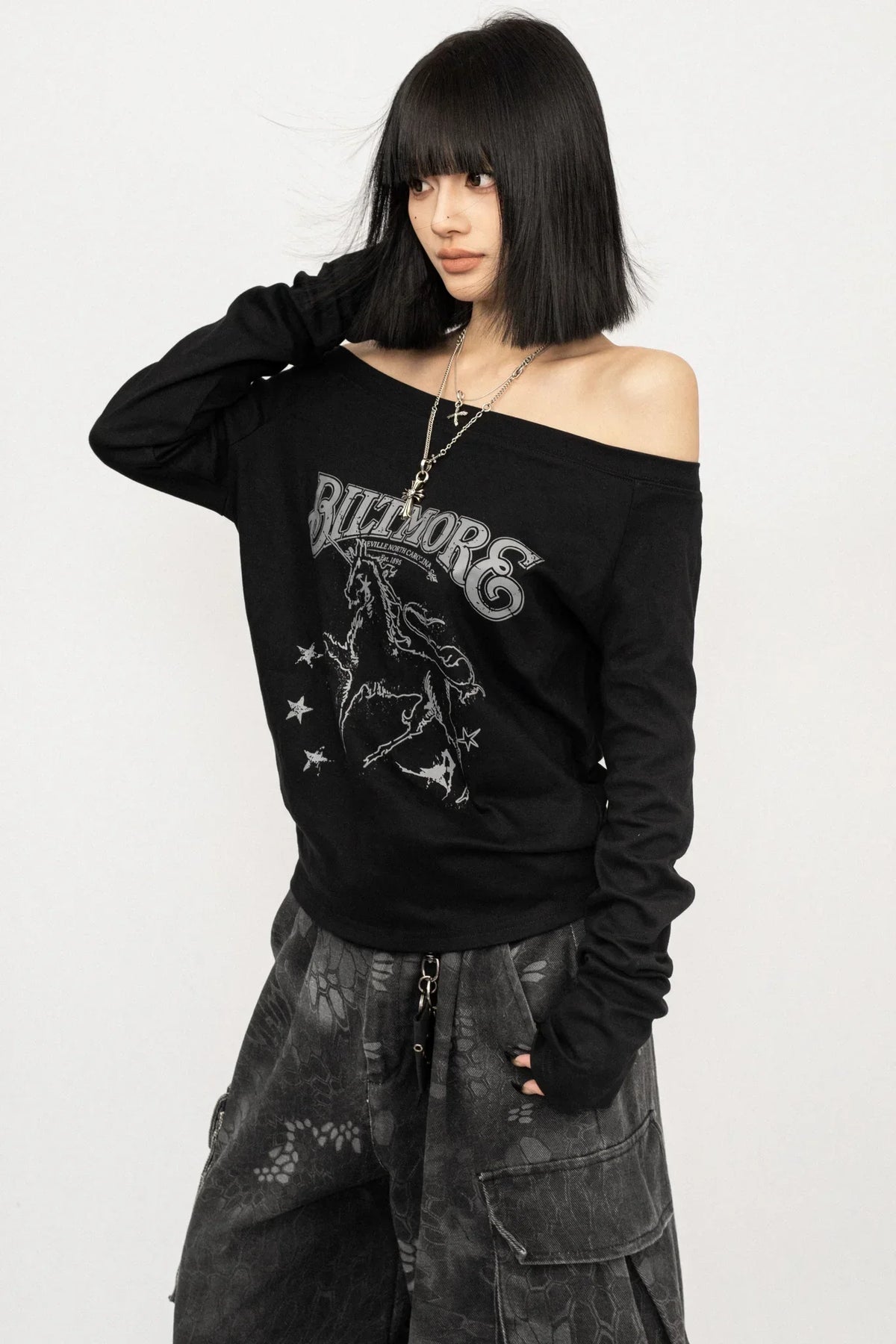 Butterfly Print Off-Shoulder Top