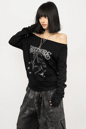 Butterfly Print Off-Shoulder Top