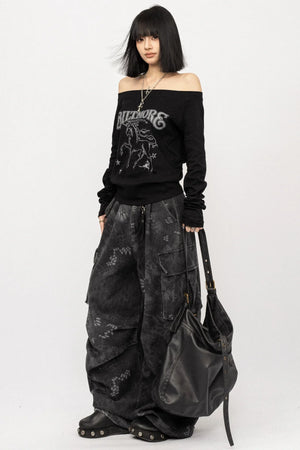 Butterfly Print Off-Shoulder Top