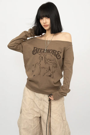 Butterfly Print Off-Shoulder Top
