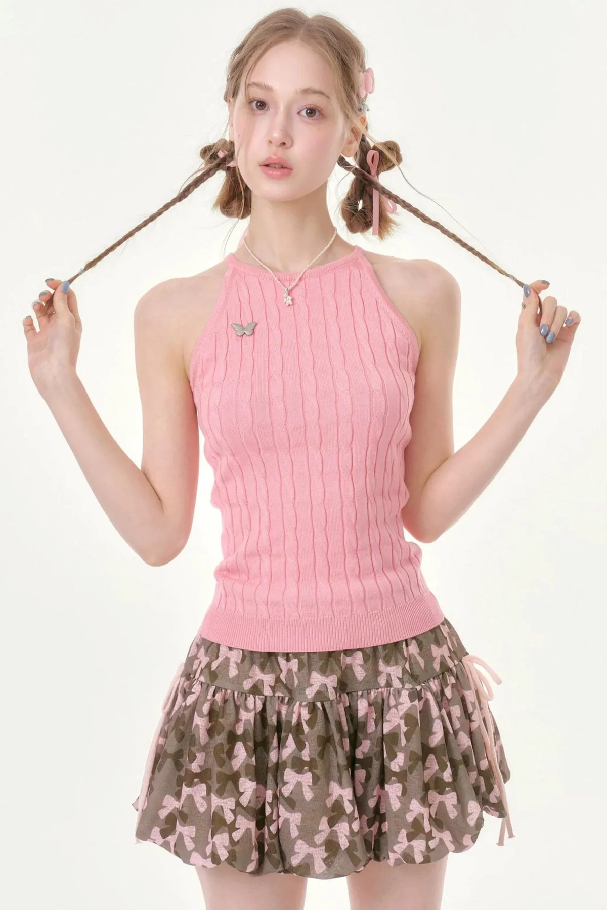 Butterfly Whisper Knit Halter Vest