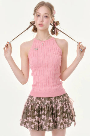 Butterfly Whisper Knit Halter Vest