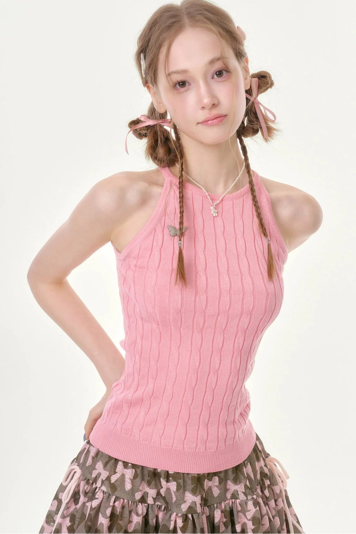 Butterfly Whisper Knit Halter Vest