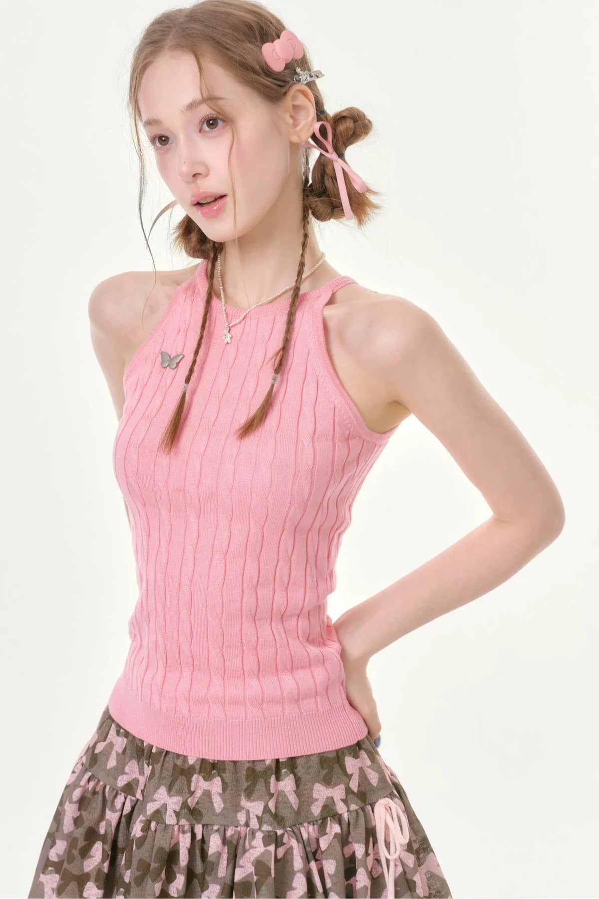 Butterfly Whisper Knit Halter Vest
