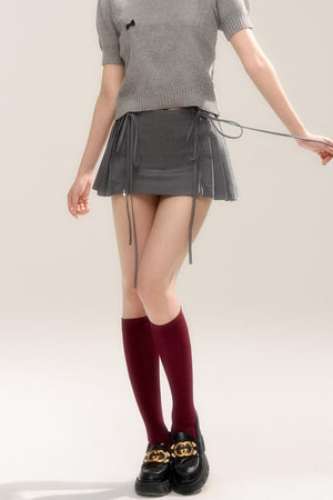 Butterfly Zipper Pleated Skirt