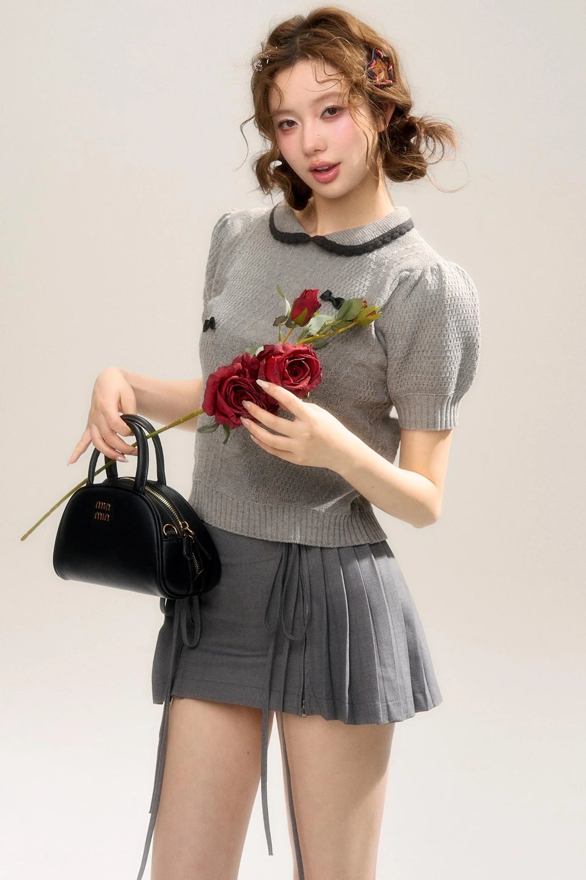 Butterfly Zipper Pleated Skirt