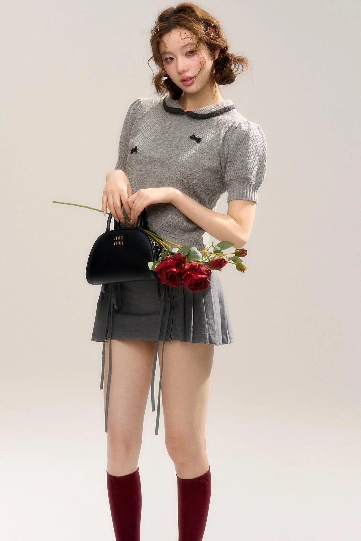 Butterfly Zipper Pleated Skirt