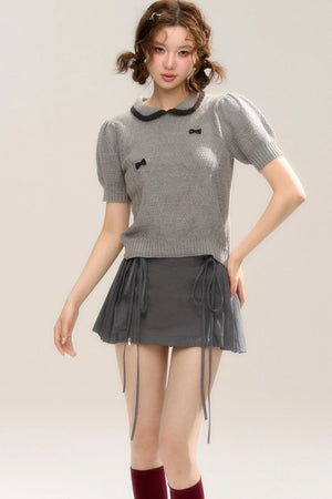 Butterfly Zipper Pleated Skirt