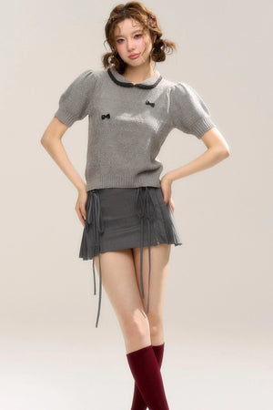 Butterfly Zipper Pleated Skirt