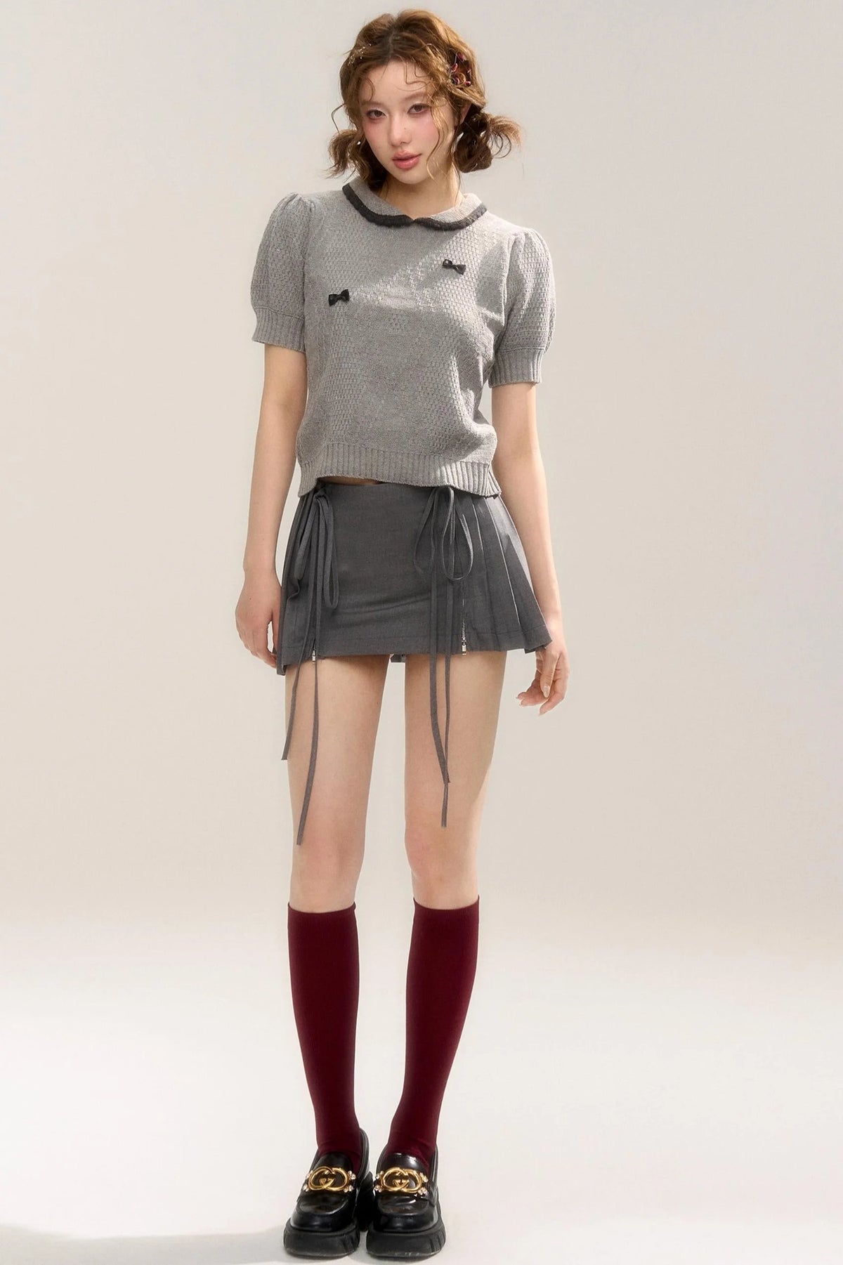 Butterfly Zipper Pleated Skirt