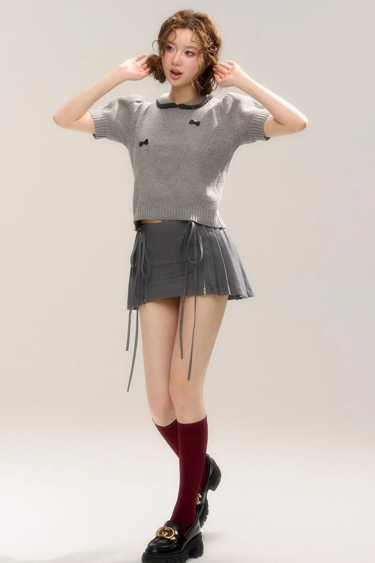Butterfly Zipper Pleated Skirt