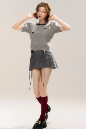 Butterfly Zipper Pleated Skirt