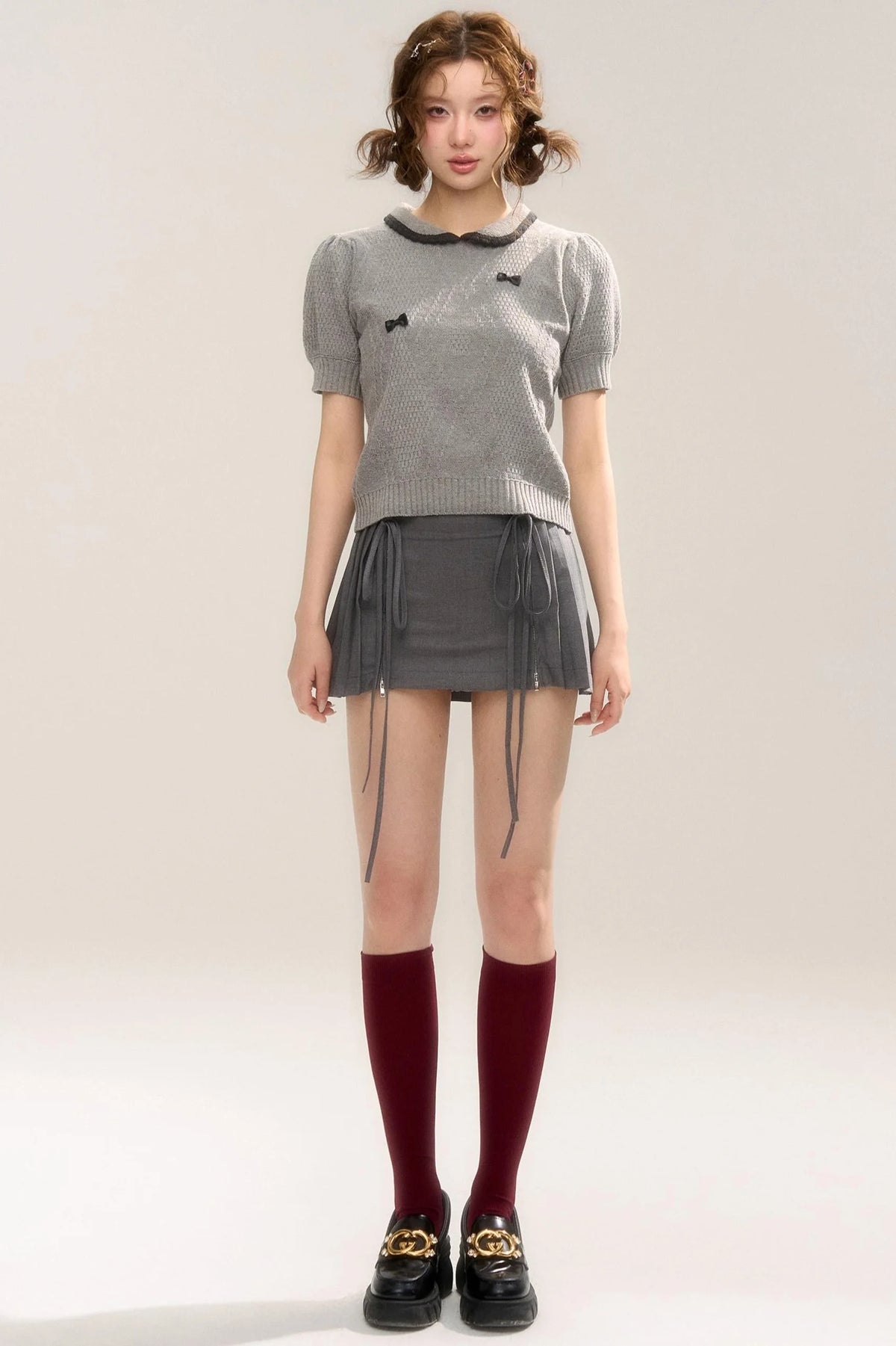 Butterfly Zipper Pleated Skirt