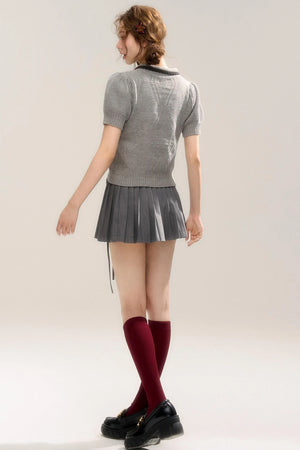 Butterfly Zipper Pleated Skirt