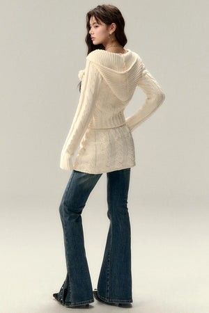 Button Detail A-Line Knit Skirt