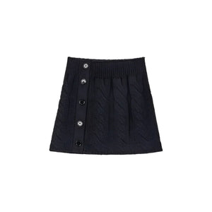 Button Detail A-Line Knit Skirt