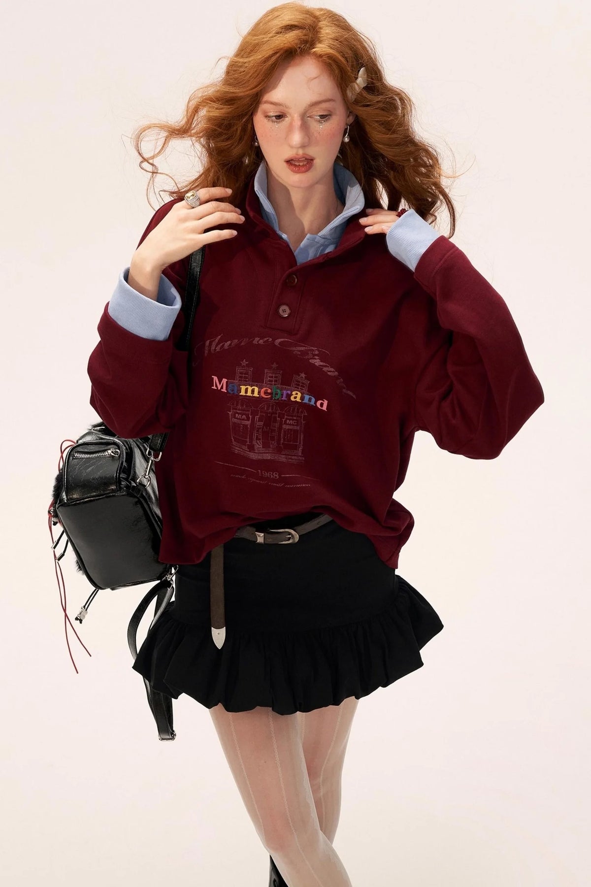 Button Lapel Polo Sweatshirt