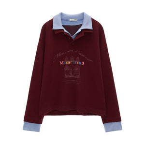 Button Lapel Polo Sweatshirt
