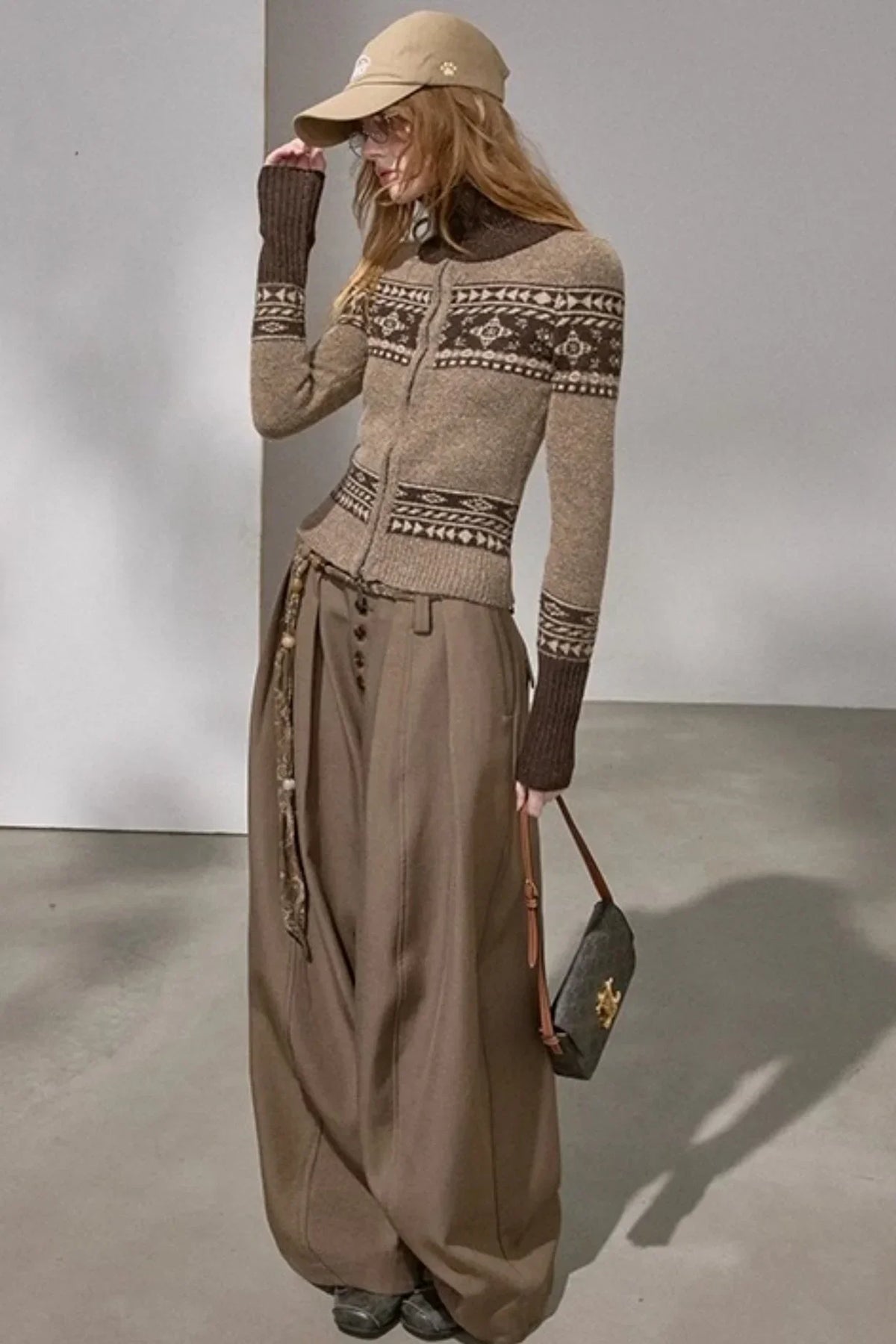 Button Pleated Winter Pants