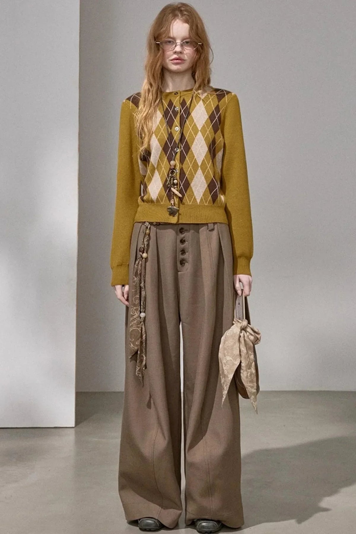 Button Pleated Winter Pants