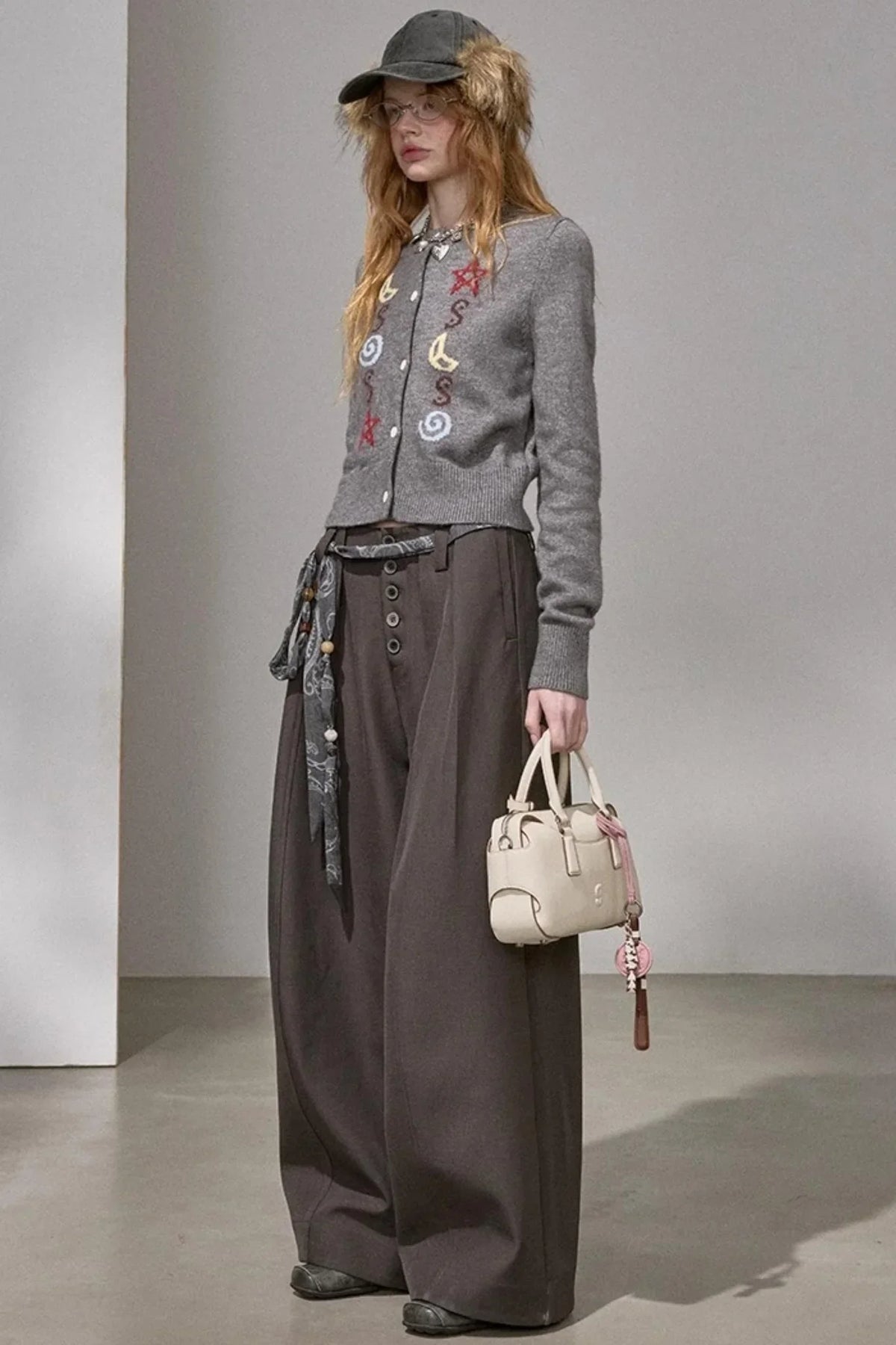 Button Pleated Winter Pants