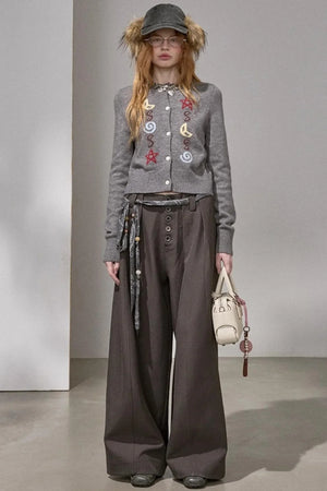 Button Pleated Winter Pants