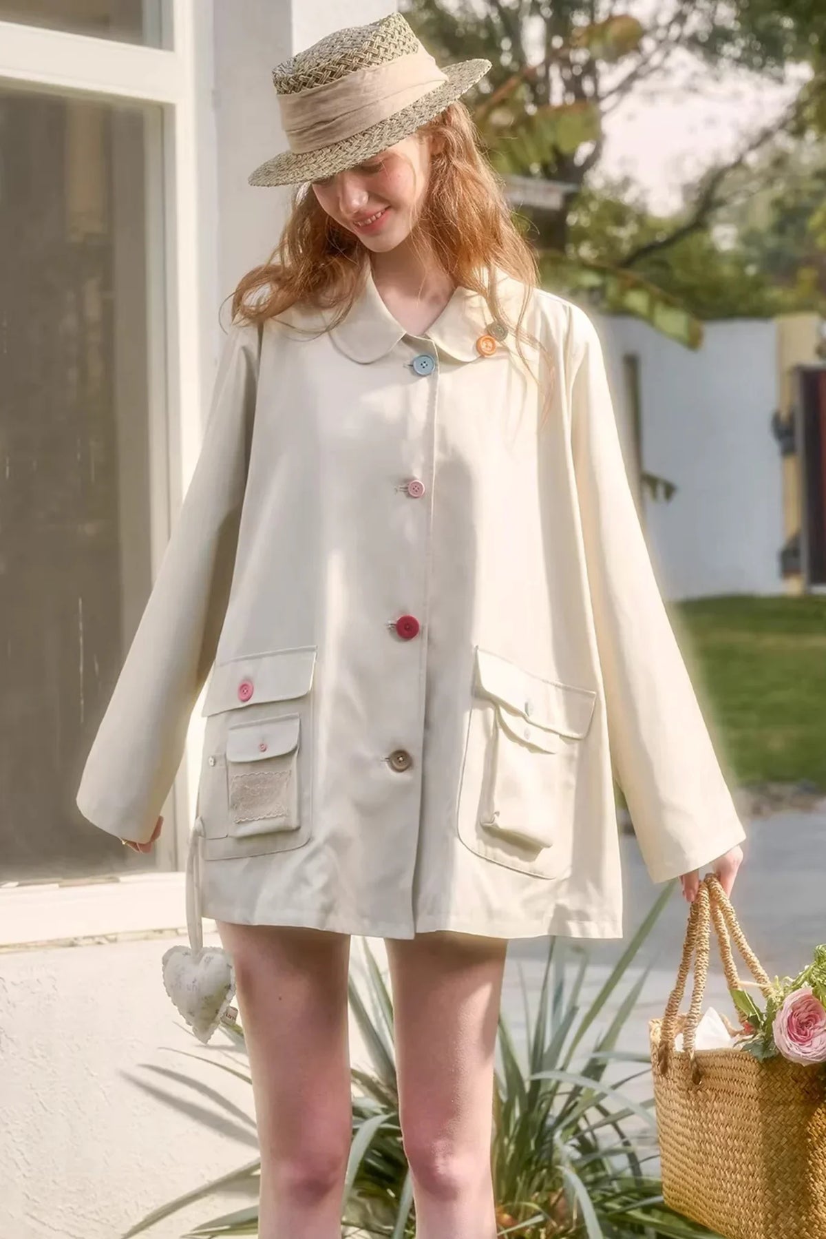 Button Pocket Trench Coat