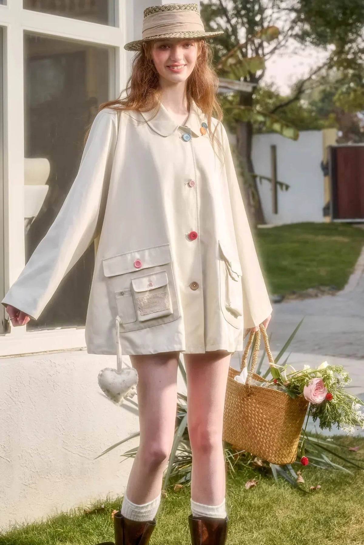 Button Pocket Trench Coat