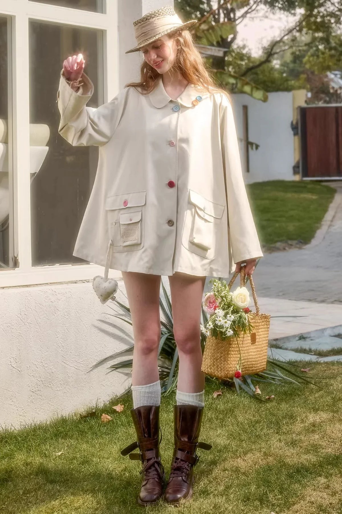 Button Pocket Trench Coat