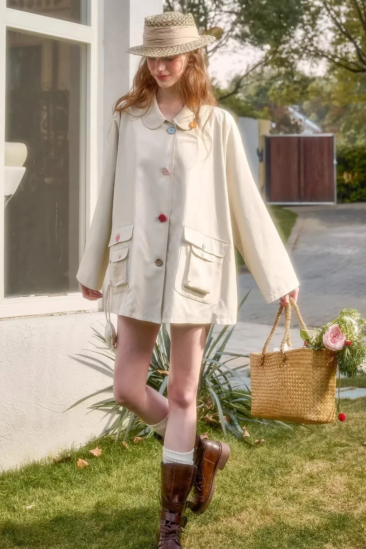 Button Pocket Trench Coat