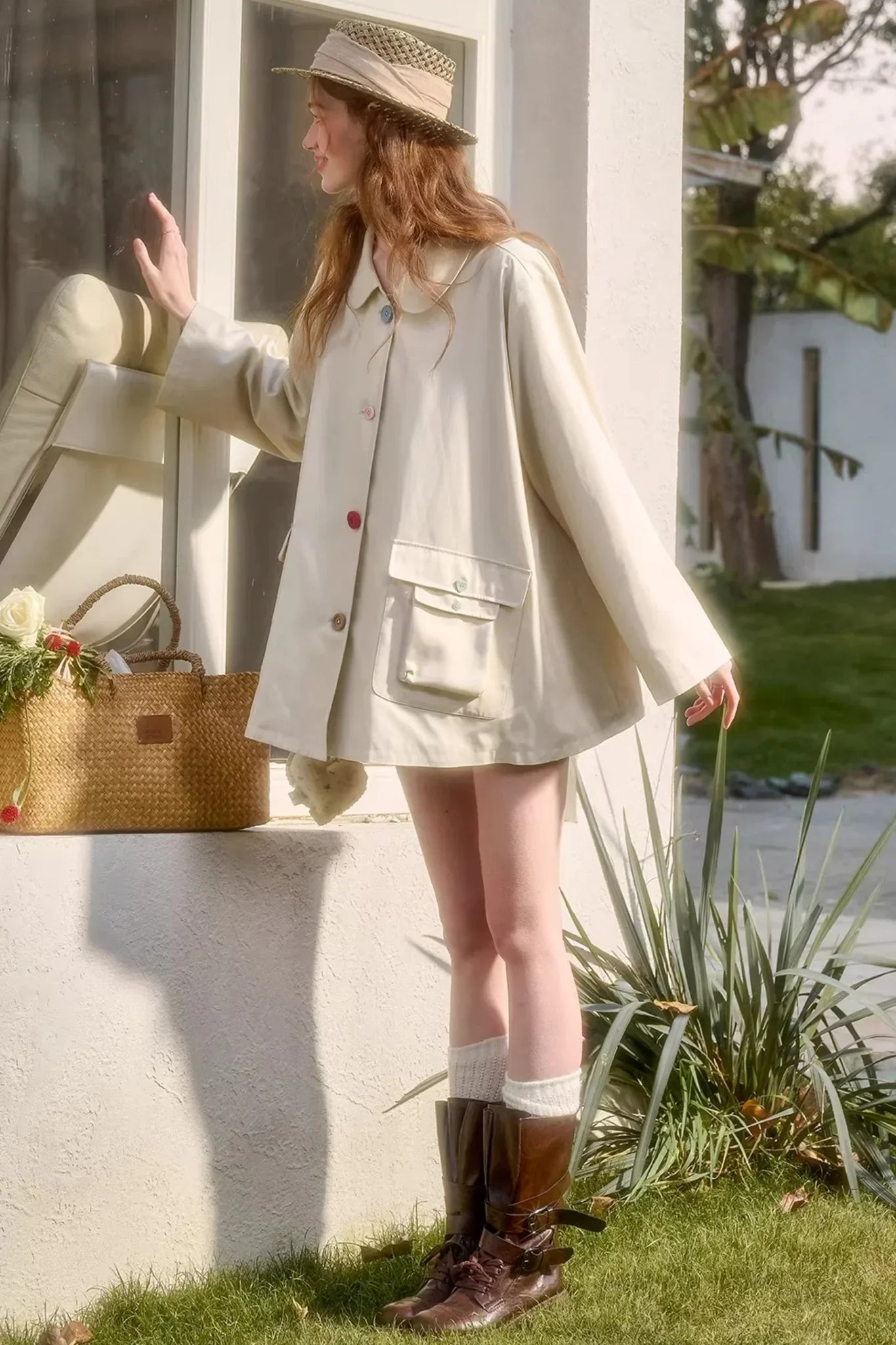 Button Pocket Trench Coat