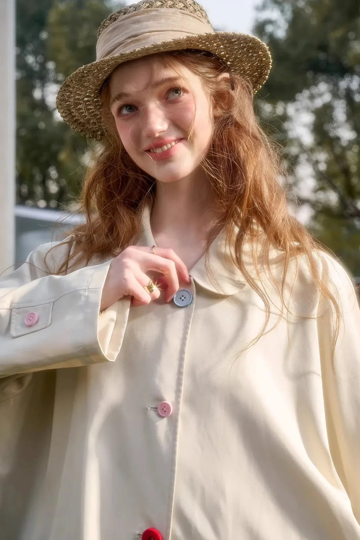 Button Pocket Trench Coat