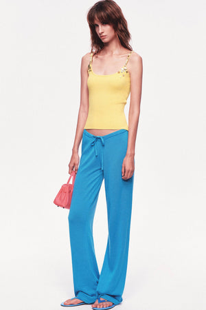 Button Strap Ribbed Knit Tank Top