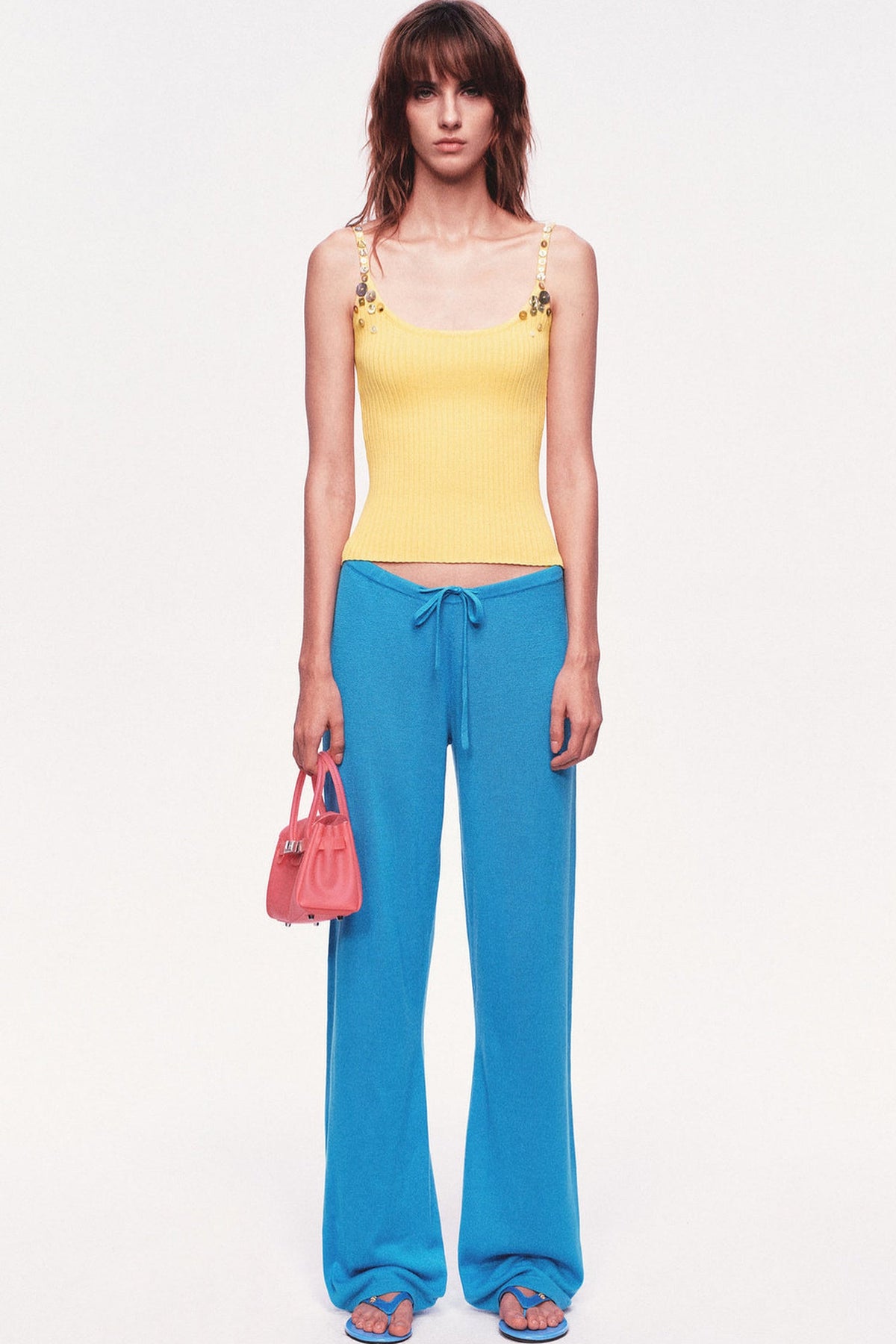Button Strap Ribbed Knit Tank Top