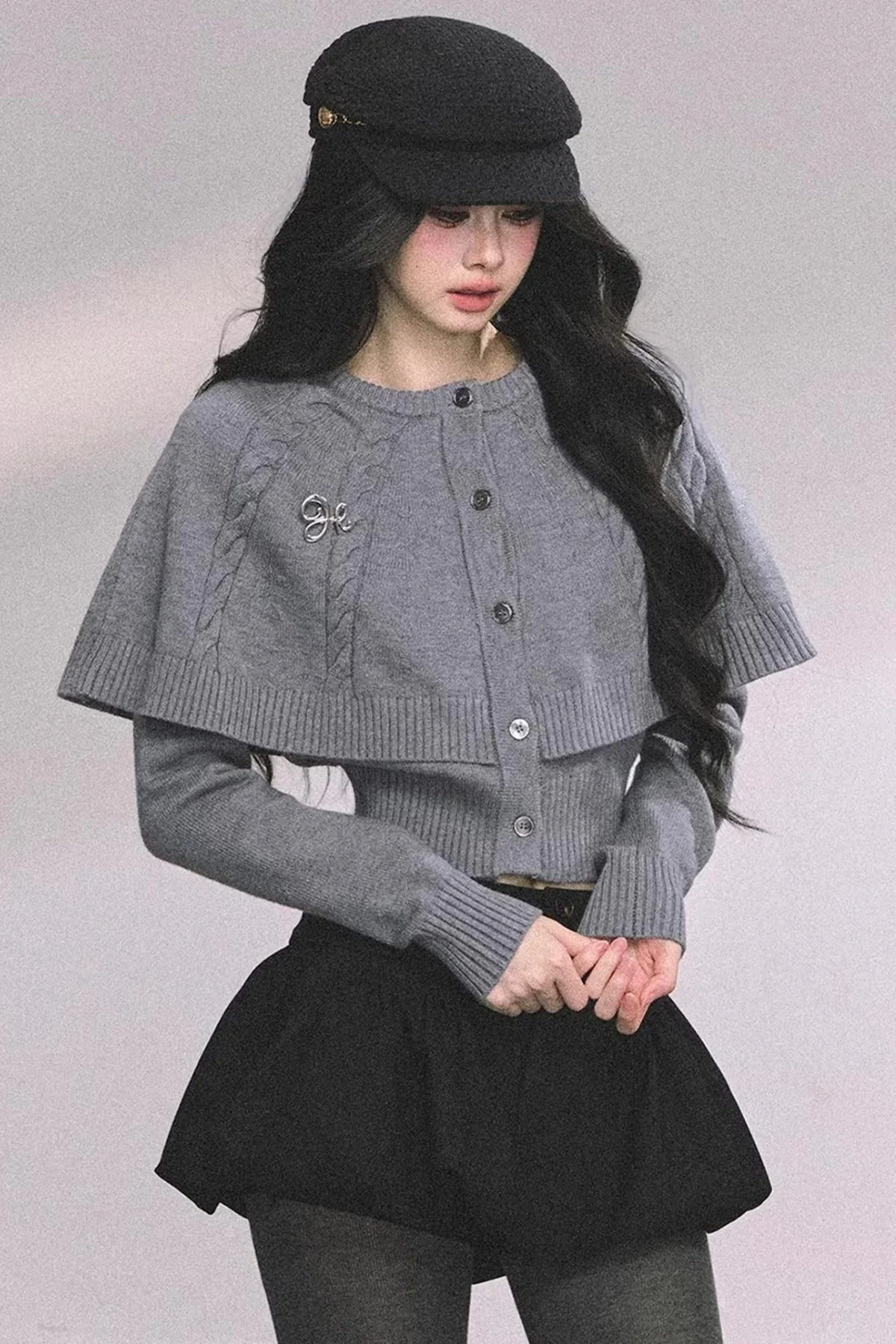Cable Knit Cape Sweater